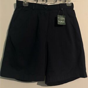 NWT L. L. Bean Womens Sz 6 Original Fit Shorts Navy Twill Elastic Extender Waist